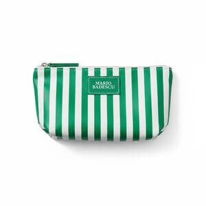 Mario Badescu, One Size, Green & White, Striped Zippered Makeup Pouch